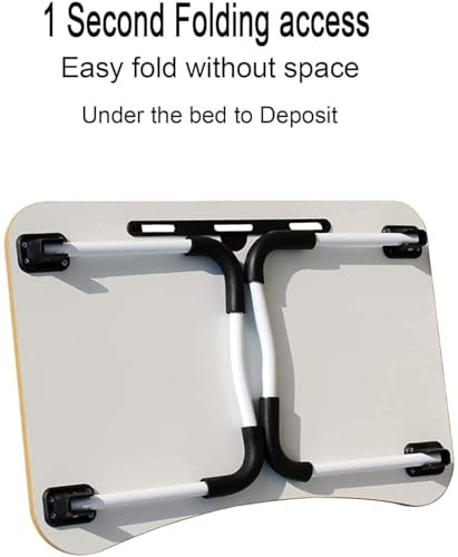 Image of RIVATR Stylish Multi-Purpose Portable Laptop Table, Foldable Wooden Desk for Bed Tray, Laptop Table, Study Table with Mug Holder, Ergonomic, Non-Slip Legs in Bed Table (BLACKKK)