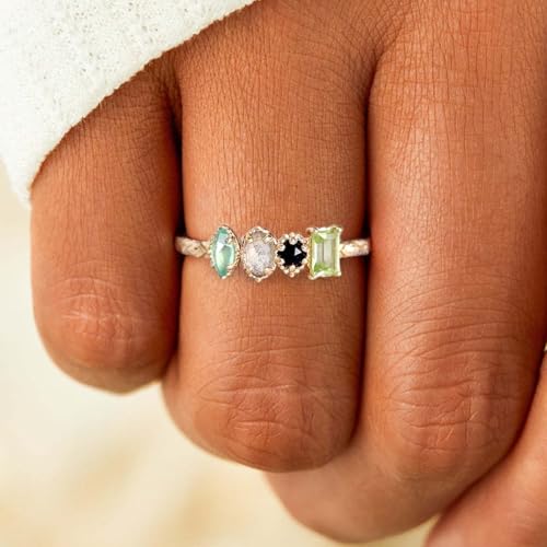 Personalized Grandma Mom Family Ring - Vintage Milgrain Birthstone Promise Anniversary Jewelry Gift for Her4