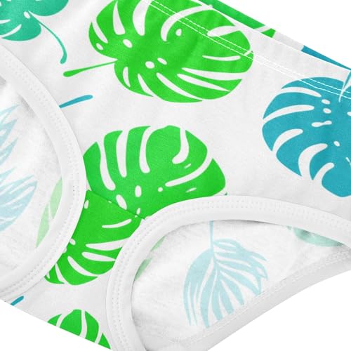 Green Blue Monstera Tropical Leaves Little Girl Panties Girls Underwear Toddlers Cotton Aesthetic Briefs Undies Kids 2t4