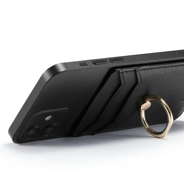 RATASK Mobile Phone Card Holder Stick on with Ring Holder Kick Stand, Mobile Card Holder (Black) - Image 3