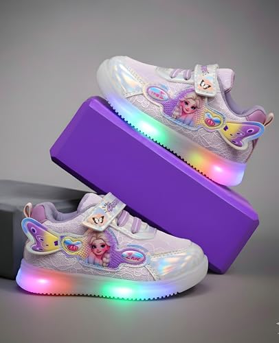 Image of HOOH Kids Girls Light Up Walking Shoes with Velcro Closure for up to 10 Years