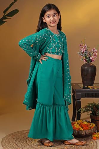 Image of Fashion Dream Girls Georgette Embroidered Palazzo Set|Kids Ethnic Wear|sharara set for girls|Indo Western Set