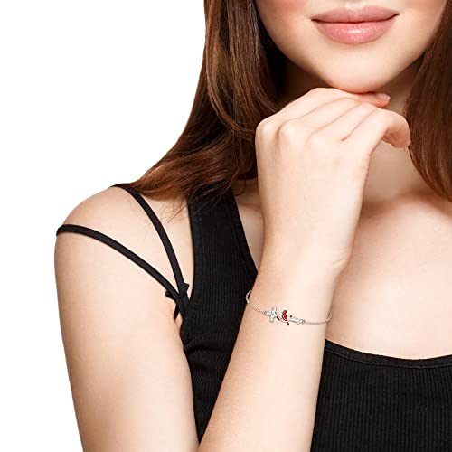 Cross Red Cardinal Bracelet for Women Memorial Cardinal Appear When Angels Are Near Cardinal Bracelets Cute Bird Sympathy Jewelry Gifts for Loss of Loved One3
