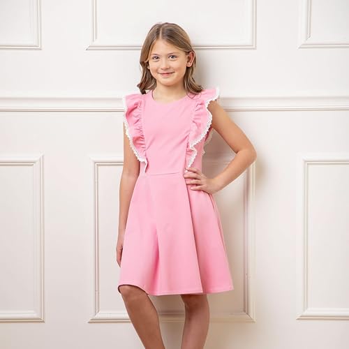 Hope & Henry Girls' Long Sleeve Ruffle Pinafore Dress with Bow2