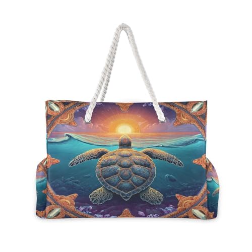 Large Beach Bags Totes Canvas Tote Shoulder Bag Delicate Sea Turtle Water Resistant Bags for Gym Travel Daily2