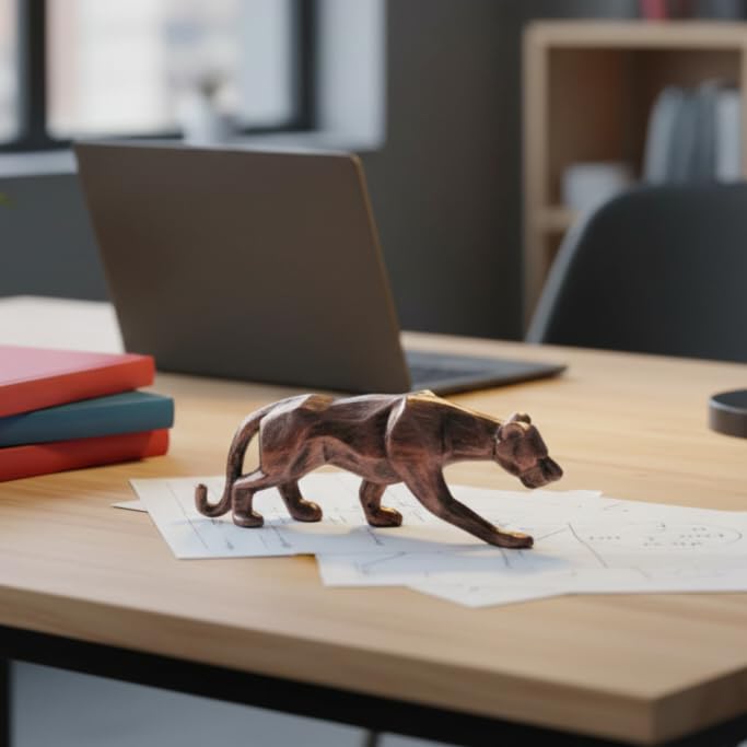 Image of ARNAVIRA Copper Antique Panther Statue for office & Home Decor, Gifting Showpiece, office Desk Decor (Copper Antique, Panther)