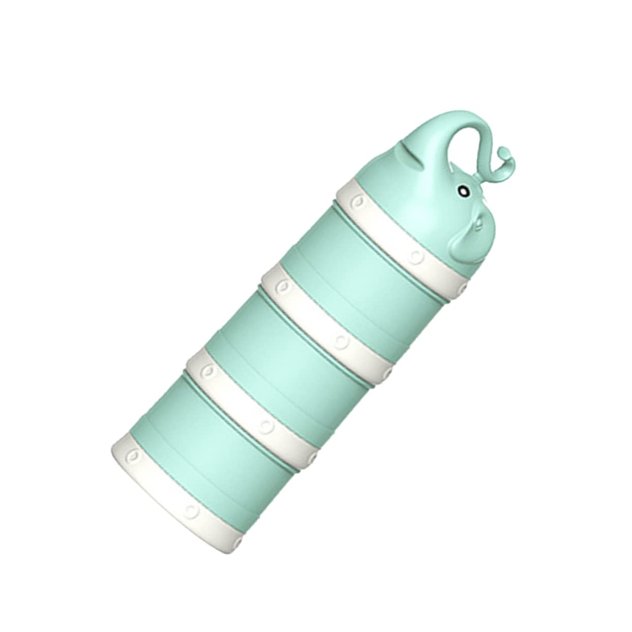 KOMBIUDA Cartoon Elephant Design Portable Milk Powder Dispenser Layers Food Storage Case for Snacks Oatmeal Cornflour Green Color for