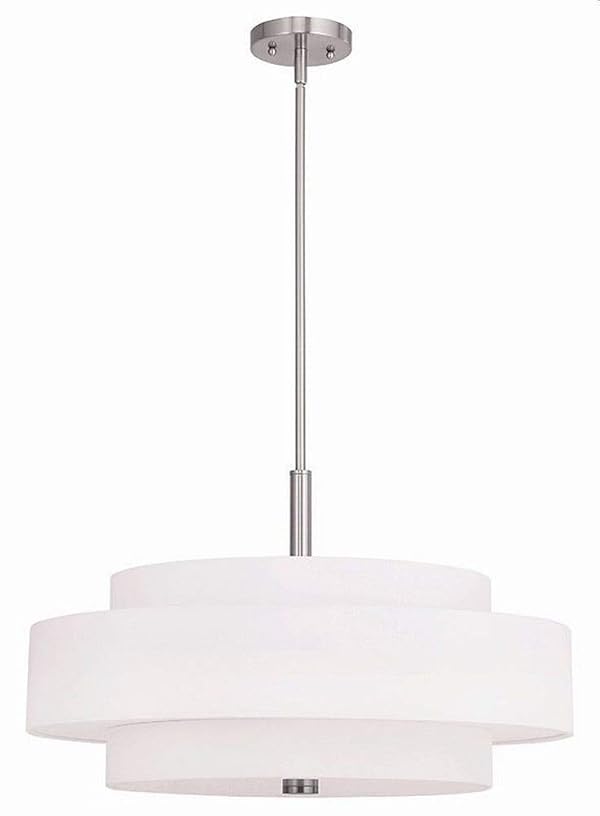 Livex Lighting Fabric Shade 50875-91 Meridian 5-Light Pendant, Brushed Nickel by Livex - Used condition - US$130.29