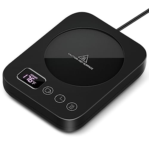 Misby Mug Warmer, Coffee Cup Warmer with 3 Temperature Settings, 12H Timer Coffee Warmer for Desk Auto Shut Off, Coffee Gifts for Coffee Lovers Electric Mug Warmer Keep Fresh for Beverage（Black）