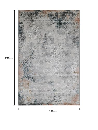 Image of 6x9 Feet (180x270 CM) Carpet for Living Room Hall & Bedroom - Brown Multi Modern Abstract Geometric Silk-Touch Luxury Hotel-Style Washable Anti-Skid Turkish Area Rug