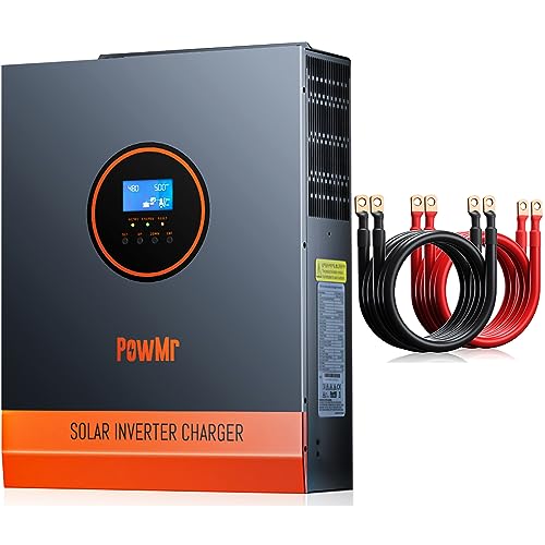 Image of 3000W Solar Inverter Pure Sine Wave 24V to 120V & 2 AWG Battery Inverter Cables 1 ft Red+1 ft Black