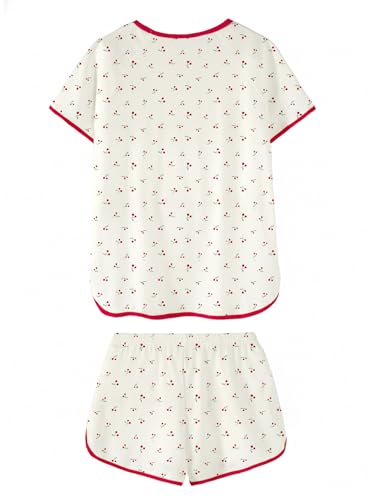 Image of Hilinker Women Striped Pajama Set Short Sleeve Top with Shorts Sleepwear Pjs 2 Piece Lounge Sets