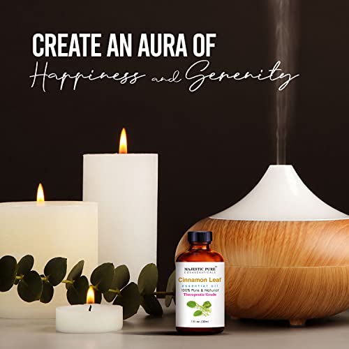 Majestic Pure Cinnamon Leaf Essential Oil, Therapeutic Grade, Pure And Natural, For Aromatherapy, Massage, Topical & Household Uses, 1 Fl Oz #TOP1