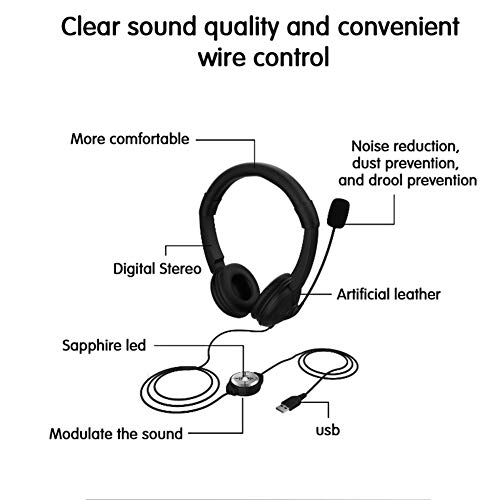 KKshop Cuffie USB con Microfono, Cuffie Business con Cancellazione del Rumore e Controllo del Volume, PC Cuffie per Call Center/Ufficio/Chiamate in Conferenza/Chat per Corsi Online