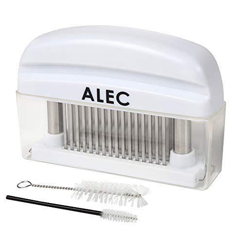ALEC ミートテンダーライザー 肉筋切り器 [ステンレス製 ホワイト] 洗浄ブラシ 大小2本付き