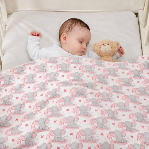 Image of Baby Blanket for Newborn | Ultra Soft Microfiber Cute Elephant Blanket | Multi-Purpose Baby Quilt for Bedding, Playmat & Travel
