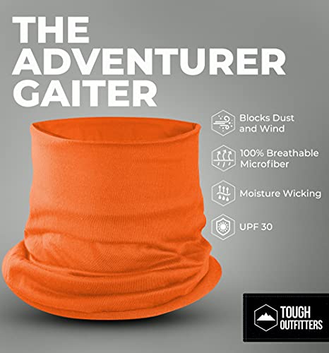 Tough Headband Neck Gaiter Face Mask & Sleeve W/ Uv & Dust Protection, Orange #TOP3