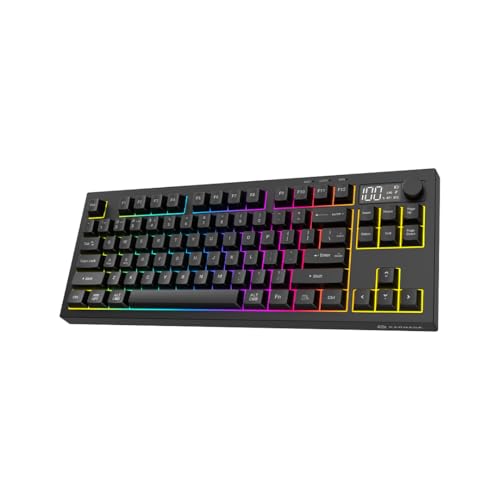 Image of KARNAGE by EVM Visage RGB Backlit Wireless Gaming Keyboard [84 Keys] Triple Mode BT 5.0, 2.4GHz & USB-C | Semi- Mechanical | Volume Knob & Display | 2000mAh | Win & Mac | 2 Year Warranty | Black