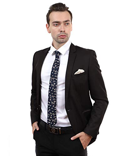 Image of JESLANG Men's Cotton Printed Floral Tie 2.56 inch Skinny Narrow Necktie Various Designs