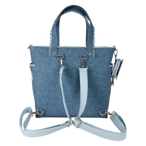 Image of Loungefly Disney Dogs & Cats Faux Denim Convertible Tote Bag with Coin Bag