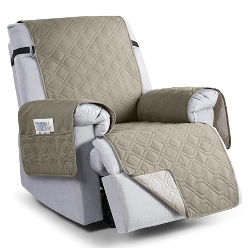 Image of VANSOFY 100% Waterproof Recliner Chair Covers, Recliner Cover Non-Slip Dog Chair Cover Furniture Protector Washable Slipcover with Pocket, Elastic Straps for Pets, Dogs(Khaki, 28 inch)