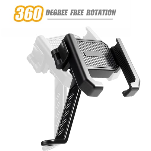 Image of Universal Bike Phone Holder Stand with 360 Degree Rotating Mount, Heavy Grip Locking System, Anti-Vibration Shockproof Clamp for Motorcycle & Scooter