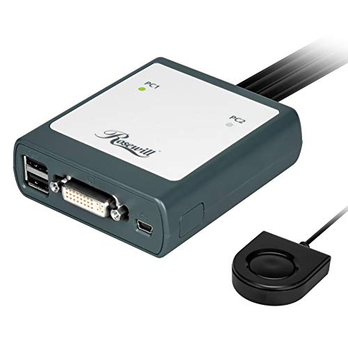 Rosewill 2-Port USB DVI KVM Switch with Remote Control Button, Dual Port USB