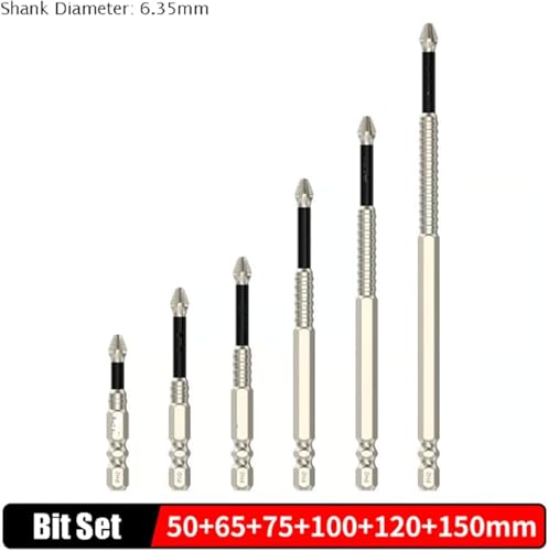 High-Magnetic Screwdriver Drill Bit,k5 impact resistant non slip bit,Strong Magnetic Durability Screwdriver Drill Bit Set,Anti-Slip Magnetic Electric Screwdriver Set,25 50 65 70 90 150mm (1Set) - Thumbnail 6