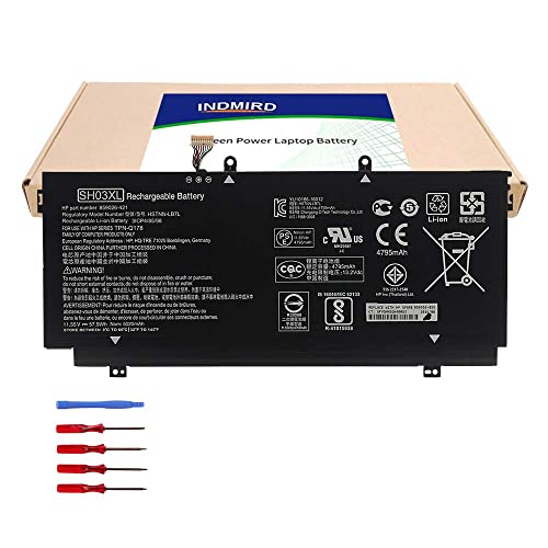Indmird SH03XL SH03 Batería para HP Spectre X360 13-AC001NA AC013DX AC033DX AC037TU AC028TU 13-AB001 13-AB099 13T-AB000 13-W000 13-W0XX Serie SHO3XL SH03057XL HSTNN-LB7L 859026-421 859356-855 TPN-Q178 Cover