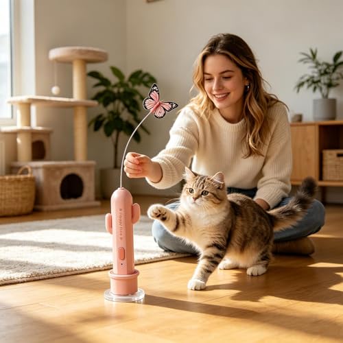 Juguetes interactivos para gatos con 2 modos de juego recargable de 15x5 cm 6