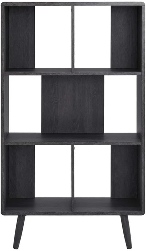 Modway EEI-5743-CHA Transmit 5 Shelf Wood Grain Bookcase, Charcoal