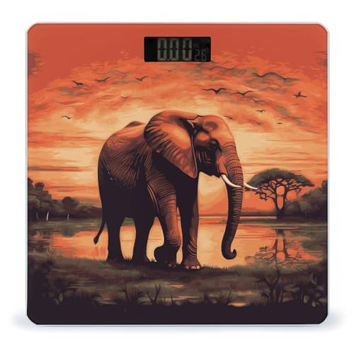 Báscula digital de baño Sunset Elephant de vidrio templado miniatura 1