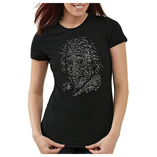 style3 Einstein Lógica Camiseta para Mujer T-Shirt Big Bang matematicas Albert, Color:Negro, Talla:XS