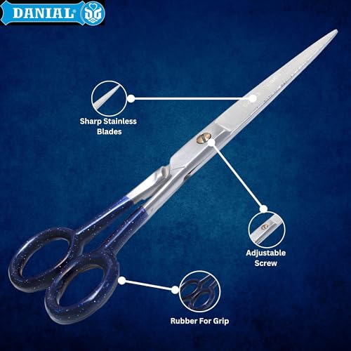 Image of DANIAL 7.5 Inch Stainless Steel Scissors, Rubber Coated Sleeves - Perfect for Barber, Mustache, Beard Grooming, Haircuts for Men & Women (Vintage)