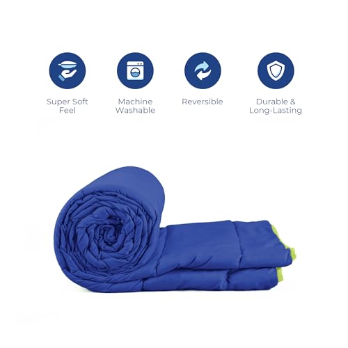 Image of Zinnia Ultra Soft Microfibre Reversible Comforter- Single 150 X 230 Cm, Bright Green and Deep Blue., 200 TC(Solid - Vibrant)