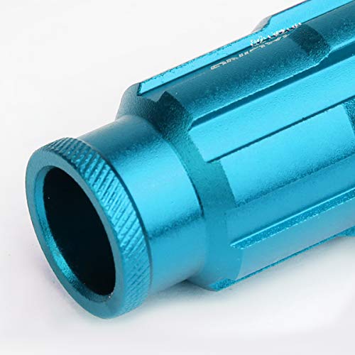 Image of DNA MOTORING LN-ZTL-9025-15-LB 20Pcs M12 x 1.5 Open End Style Wheel Lug Nuts w /Deep Drive Extension Adapter, 24mm OD /50mm H, Light Blue