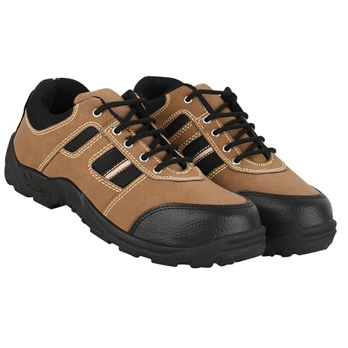 Image of ELECANT Lace-up Steel Toe, PVC Sole and Rexine Upper Black Safety Shoes for Construction, Factory and Industrial Work||Safety Shoes for Men