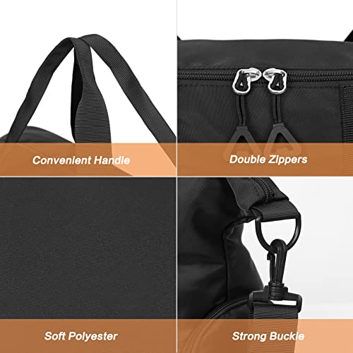 MOSISO Sports Gym Bag, Travel Duffel Bag Weekender Overnight Carry on, Lightweight Workout Fitness Duffel Bag for Men Women with Shoes Compartment & Small Case, Black3