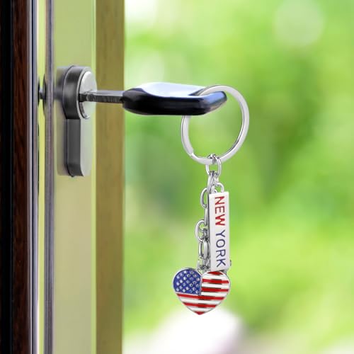 Amosfun Amerykański dzień niezależności Keychain 4. lipiec Dzień narodowy USA patriotyczne kółko na klucze metalowy pierścień na klucze New York