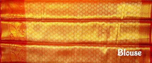 Image of VFCollections Women's Kanchipuram Silk Pure Pattu Sarees With Blouse