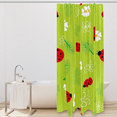 Rideau de douche avec crochets motif insectes vert anti-projections d'eau - 3