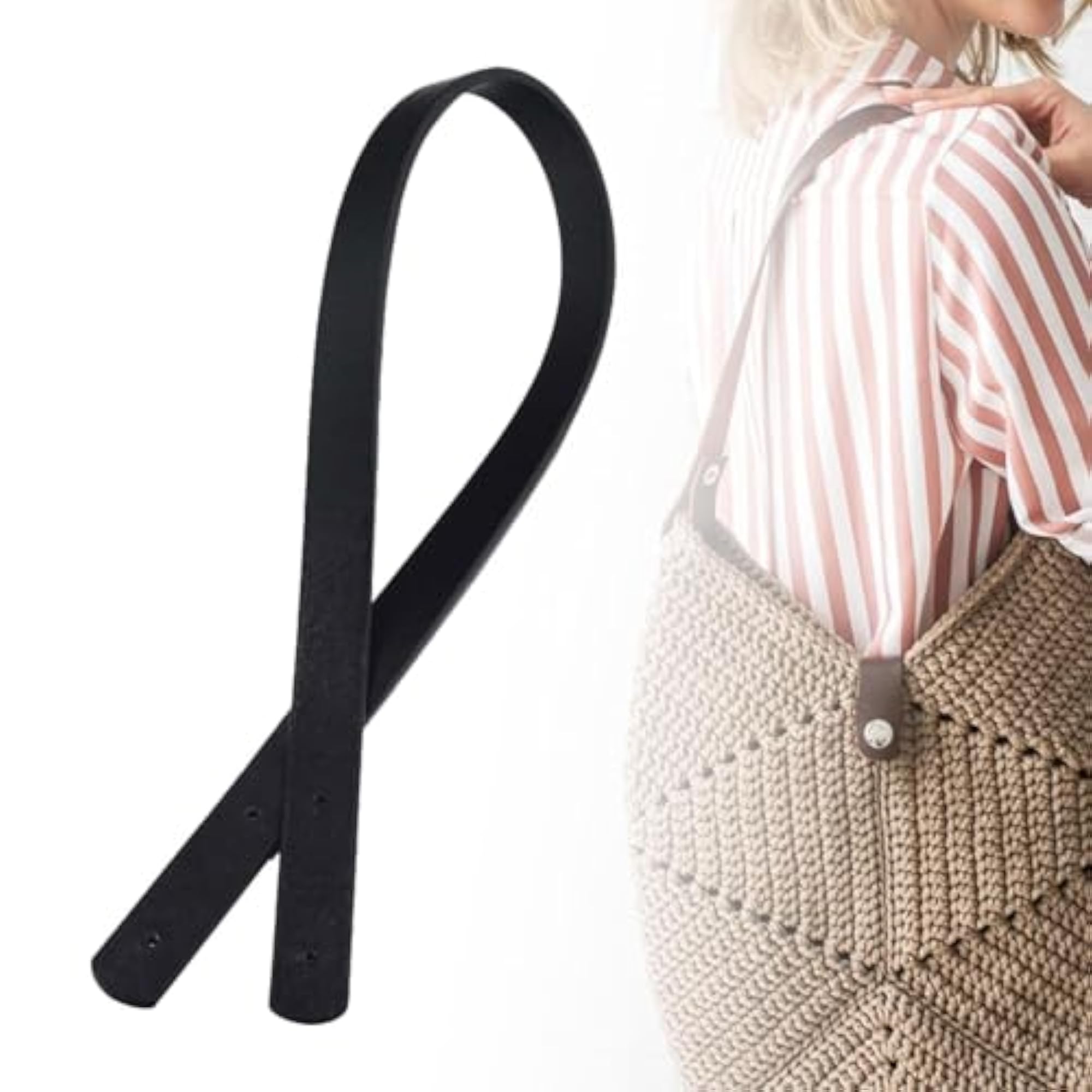 Simple Black Tote Bag Strap for DIY Handbag Accessories