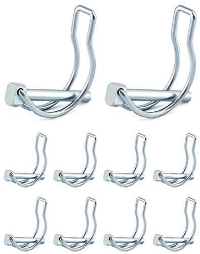 QWORK® 10 Pcs Goupille de Verrouillage Forme D, Goupille Securite en Acier au Carbone Galvanisé pour Jardin Pelouse Remorques - 6 x 45 mm