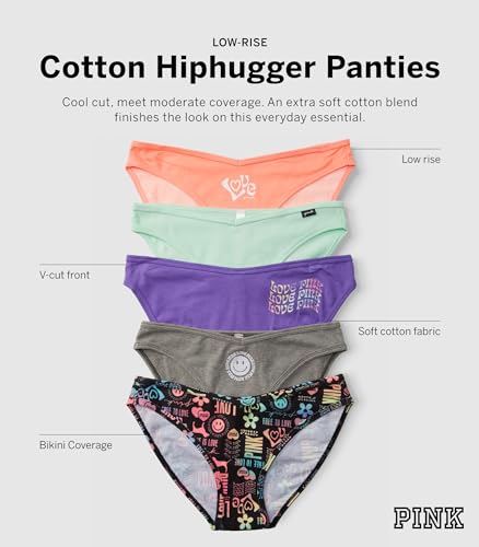 Victoria's Secret PINK Women's Cotton Bikini Underwear, Moderate Coverage Panties for Women, Multi Pack (XS-XXL)4