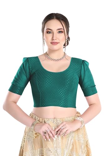 Image of FINESTFIT 100% Cotton Fabric Fashion Readymade Blouses for Women, 100% Cotton Fabric Round Neck with Organza Balloon Sleeves.
