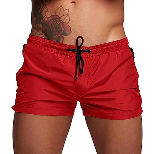 Mens Swim Trunks with Zipper Pockets Swimwear Shorts with Mesh Liner Summer Beach Shorts Quick Dry Lightweight