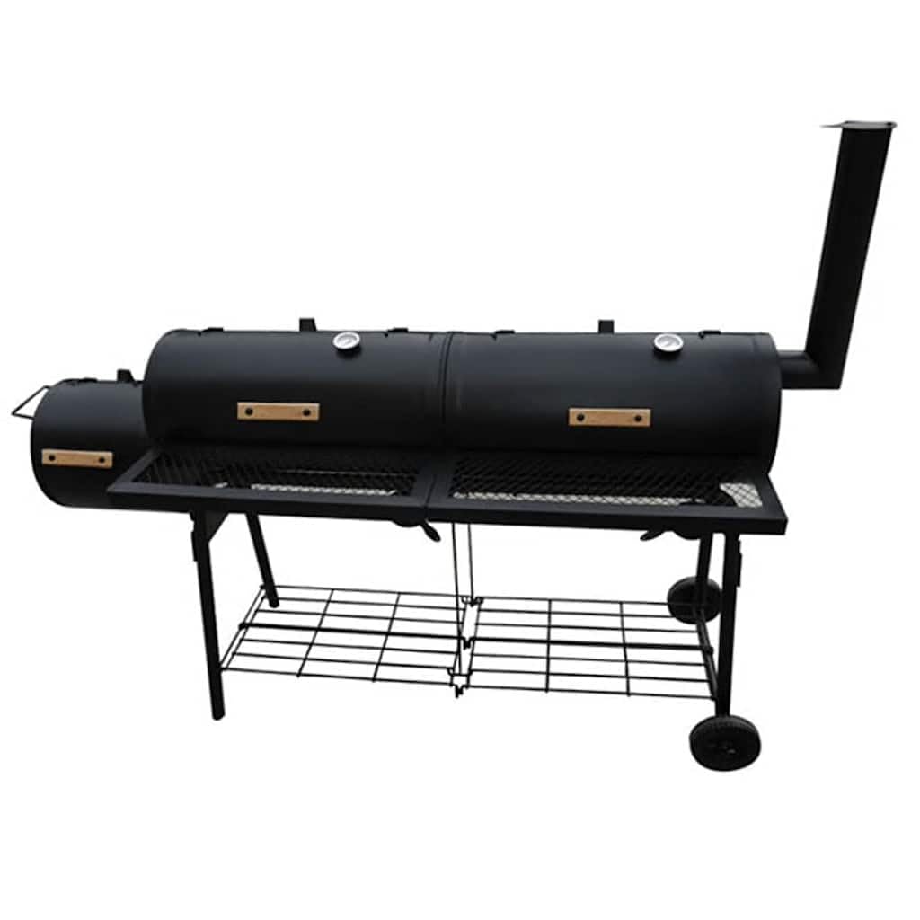 vidaXL wędzarnia grill z 2 komorami do wędzenia czarny grill kuchenny ogród