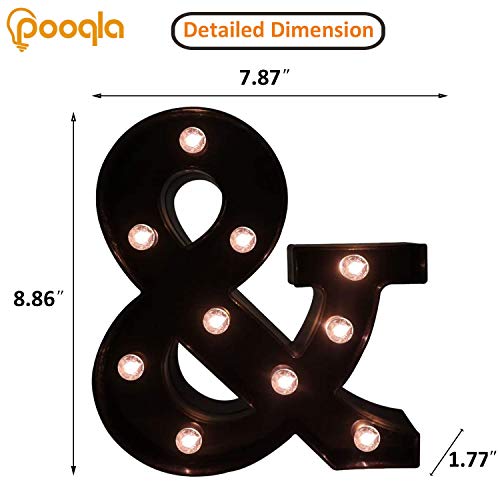 Image of Pooqla LED Illuminated Letter Marquee Ampersand Sign - 8.86 inches High Plastic Ampersand with Lights for Home Decoration & Party | LED Lighted Letters Birthday Party Decorations, Gifts for Boys Men Christmas Anniversary Night Light Home Bar Room Decoration