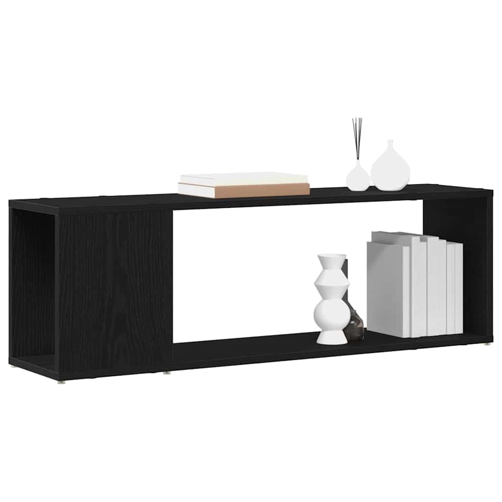 Zestaw szafek TV czarny 100 x 24 x 63 cm, materiał drewnopochodny, montaż ścienny, nowoczesny design, regał do salonu zajmujący mało miejsca