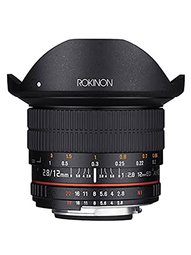 Rokinon 12mm F2.8 Ultra Wide Fisheye Lens for Nikon AE DSLR Cameras - Full Frame Compatible